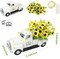 Vintage White Truck Decor with Sunflowers & LED Lights – Artificial Floral Farmhouse Table Centerpiece, Metal Rustic Truck Tiered Tray & Home Decor